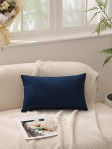 Discover Great Stuff! 1pc Chenille Pillowcase, No Filling, Home Decor - Navy Blue - View 3