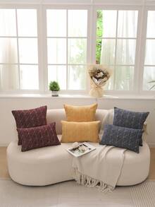 Discover Great Stuff! 1pc Chenille Pillowcase, No Filling, Home Decor - Navy Blue - View 5