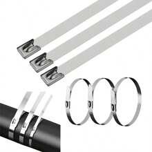 10入組不鏽鋼電纜扎帶- 304球鎖拉環扎帶,自鎖扣12英寸長,適用於室內,室外和海洋環境（耐高溫） - 銀色 - 查看 2