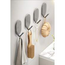 5pcs J-Shaped Hook, Strong Adhesive Door Back Hook, Coat Hook For Hanging Clothes, Hat, Handbag, Wall Hanging Wall Without Punching Adhesive Hook, Home Gadget