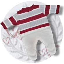 Saída Maternidade Tricô listra vermelho Kit4