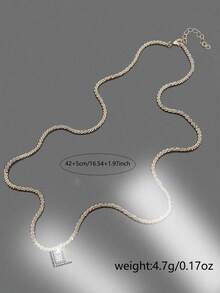 Nooxian 1入組發亮方形方晶鋯石吊墜項鍊適合女士 - 銀色 - 查看 4