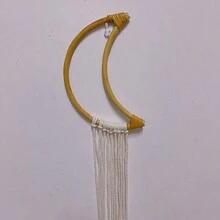 北歐編織柳條月亮髮夾收納架,公主髮飾收納衣架,家居兒童房牆壁裝飾 - 杏色 - 查看 4