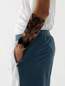 9入組大尺寸暫時性紋身貼紙,猛獸、獅子、老虎、狼,逼真且酷 - 黑色 - 查看 4