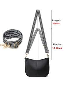 新款簡約時尚女士肩袋,歐美時尚女士流行的斜跨包 - 黑色 - 查看 3