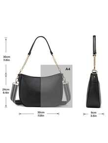 新款簡約時尚女士肩袋,歐美時尚女士流行的斜跨包 - 黑色 - 查看 2