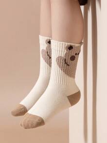 5雙裝卡通小熊柔軟舒適兒童襪子四季皆宜 - 彩色 - 查看 2