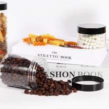 8oz Plastic Jars With Screw On Lids, 1pc Refillable Empty Round Slime Cosmetics Containers For Storing Dry Food, Makeup, Slime, Honey Jam, Cream, Butter, Lotion - Black - View 7