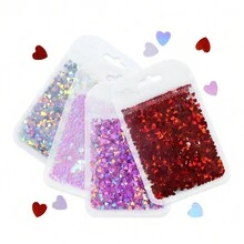 4 包全息心形美甲闪光亮片情人节指甲饰品心形亮片 DIY 美甲装饰 - 彩色 - 查看 6