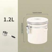 304 Stainless Steel Coffee Bean Storage Canister + 30ml Measuring Spoon, One Way Exhaust Coffee Powder Container - Beige - View 3