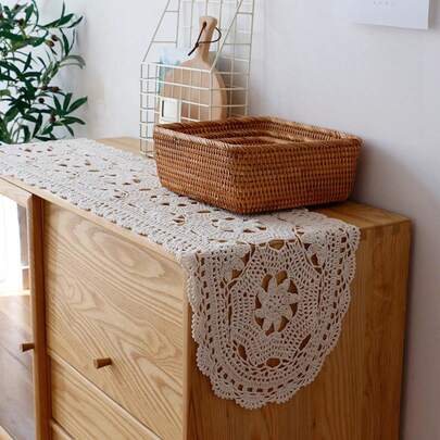 1 Miếng Thủ công Đan bằng móc Dây thừng Trang trí Thảm trải bàn , Khăn trải bàn , Nhà  Trang trí máy tính để bàn Không trượt Đệm