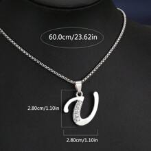 1 Stück Bestseller 26 Englische Buchstaben Halskette, modischer Kristall-Zirkonia Buchstaben Anhänger Halskette, Titan-Stahl Schlüsselbein-Kette für Geburtstag, Feiertag Geschenk, Unisex, Größe 60cm/70cm, großer Buchstaben-Halskette für Herren/Damen/Paare, Alltagsmode