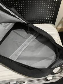 Men's Casual Backpack For Travel, School, High School, Large Capacity, Solid Color, Simple Style - Black - View 4