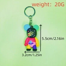 3 件/套男女鑰匙扣軟橡膠彩色暴力熊可愛卡通時尚風格汽車鑰匙鏈吊墜包吊飾派對禮物送給最好的朋友女朋友兒子女兒適合大多數人 - 玫紅色 - 查看 5