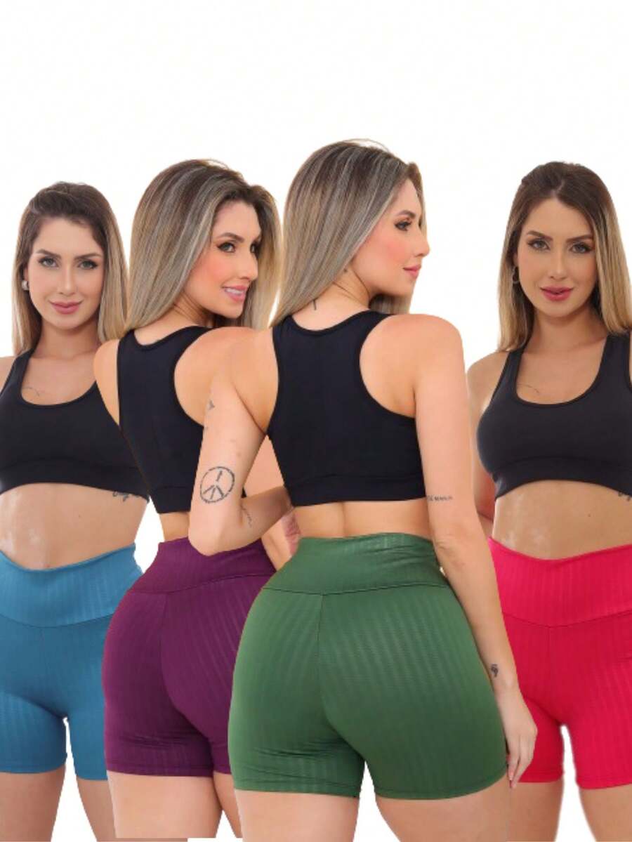 Kit 4 Shorts Legging Feminino Cirre 3D Academia Fitness