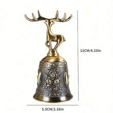 1 件創意鹿叫晚餐鈴,鹿鈴,玫瑰手鈴裝飾品,雕刻古董銅鈴創意家居裝飾 - 鏽棕色 - 查看 4