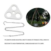 1pc Camping Hanging Tripod Tree Pole Frame Pot Rack Hanger BBQ Steel Rack Multifunction Tripod Fire For Picnic Bonfire Party Outdoor Tool - Silver - View 5
