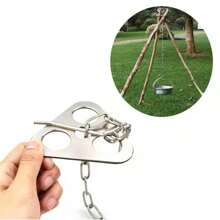 1pc Camping Hanging Tripod Tree Pole Frame Pot Rack Hanger BBQ Steel Rack Multifunction Tripod Fire For Picnic Bonfire Party Outdoor Tool - Silver - View 3