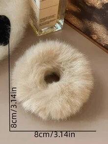 4入組女士冬季多色毛絨造型髮圈，是最好的閨蜜禮物，適合日常穿著 - 彩色 - 查看 2