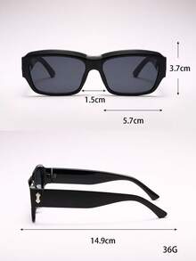 1副女士方形个性化中性街头时尚眼镜，多种颜色可选，适合日常佩戴 - 黑色 - 查看 11