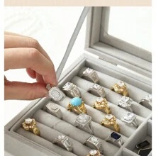 YUDA Jewelry Box, Exquisite And High-End Earring Storage Box, Earrings, Rings, Necklaces And Anti-Rust Jewelry Boxes - Beige - View 3