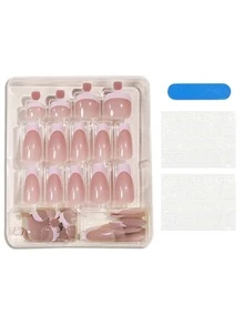 1 盒粉紅色和白色法式指甲油套裝,24 件手指甲 + 24 件腳趾甲,48 件混合尺寸美甲,耐磨指甲,粉紅色和白色手足美甲,成品貼片,假指甲套裝,耐磨指甲,手足指甲套裝,假指甲,簡單四季皆宜新成品：可穿戴指甲,可拆式腳趾甲,美甲延長成品,攝影,旅行,新娘舞台等。 - 粉色 - 查看 2