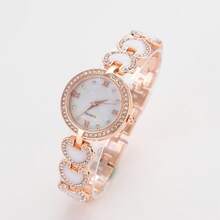 VIKABO 豪華女士手錶,設計師心形鑽石手鍊手錶,水滴形錶盤,鑲有鉆石,優雅時尚的石英手錶,帶心形鍊 - 玫瑰金 - 查看 6