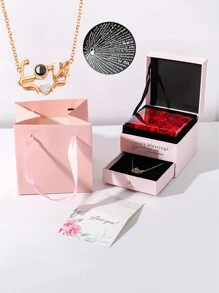1 Peça Colar Pingente com Projeção de Amor em Cobre Minimalista e Cubic Zircônia com Caixa de Presente Delicada, Adequado para Ação de Graças, Ano Novo, Dia dos Namorados, Mãe, Dia das Mães, Presente