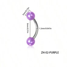 1 件不鏽鋼眉毛、嘴唇、耳朵、鼻子穿孔首飾,附珍珠珠裝飾 - 彩色 - 查看 3