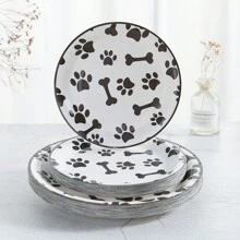 10 buc farfurii de unică folosință cu imprimeu de labă de câine, set de accesorii pentru petrecere de ziua de naștere cu imprimeu de labă de 7/9 inch, farfurii de hârtie de unică folosință pentru decorarea petrecerii, accesorii pentru petreceri cu imprimeu de labă negru pentru petreceri tematice cu căței, picnicuri, petreceri pentru copii, Crăciun
