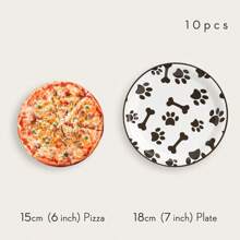 10 buc farfurii de unică folosință cu imprimeu de labă de câine, set de accesorii pentru petrecere de ziua de naștere cu imprimeu de labă de 7/9 inch, farfurii de hârtie de unică folosință pentru decorarea petrecerii, accesorii pentru petreceri cu imprimeu de labă negru pentru petreceri tematice cu căței, picnicuri, petreceri pentru copii, Crăciun