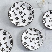 10 buc farfurii de unică folosință cu imprimeu de labă de câine, set de accesorii pentru petrecere de ziua de naștere cu imprimeu de labă de 7/9 inch, farfurii de hârtie de unică folosință pentru decorarea petrecerii, accesorii pentru petreceri cu imprimeu de labă negru pentru petreceri tematice cu căței, picnicuri, petreceri pentru copii, Crăciun