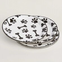 10 buc farfurii de unică folosință cu imprimeu de labă de câine, set de accesorii pentru petrecere de ziua de naștere cu imprimeu de labă de 7/9 inch, farfurii de hârtie de unică folosință pentru decorarea petrecerii, accesorii pentru petreceri cu imprimeu de labă negru pentru petreceri tematice cu căței, picnicuri, petreceri pentru copii, Crăciun