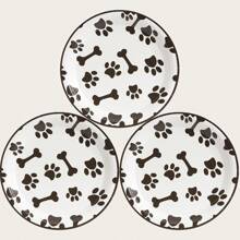 10 buc farfurii de unică folosință cu imprimeu de labă de câine, set de accesorii pentru petrecere de ziua de naștere cu imprimeu de labă de 7/9 inch, farfurii de hârtie de unică folosință pentru decorarea petrecerii, accesorii pentru petreceri cu imprimeu de labă negru pentru petreceri tematice cu căței, picnicuri, petreceri pentru copii, Crăciun