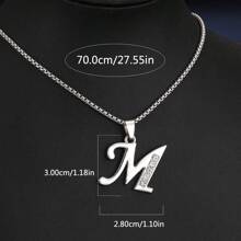 1 Stück Bestseller 26 Englische Buchstaben Halskette, modischer Kristall-Zirkonia Buchstaben Anhänger Halskette, Titan-Stahl Schlüsselbein-Kette für Geburtstag, Feiertag Geschenk, Unisex, Größe 60cm/70cm, großer Buchstaben-Halskette für Herren/Damen/Paare, Alltagsmode