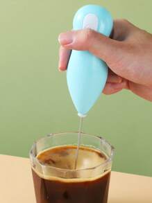 1pc Macaron Color Detachable Portable Milk Frother, Battery Operated - Blue - View 1