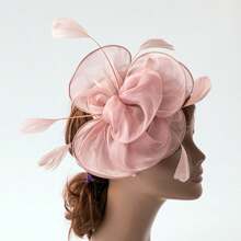 1pc Ladies' Mesh Hat Feather Face Veil Head Piece For Event, Wedding, Dance, Horse Racing Party, Costume Accessory - Black - View 3