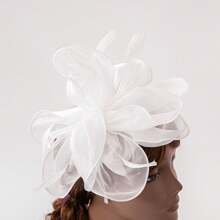 1pc Ladies' Mesh Hat Feather Face Veil Head Piece For Event, Wedding, Dance, Horse Racing Party, Costume Accessory - Black - View 2