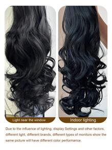 Cái vuốt Phần mở rộng tóc đuôi ngựa Phụ kiện tóc 22 Inch Đen Dài Tự nhiên Xoăn Sóng Chống nóng Chất xơ Sợi tổng hợp Tóc đuôi gà Tóc giả piece Cho cô gái NỮ Hằng ngày - màu đen - Xem 7