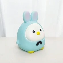 1入組藍色pvc材質暖色光電企鵝夜燈,ins風格,適合兒童臥室、書房、客廳桌面裝飾 - 藍色 - 查看 2