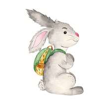 A Painted Rabbit Backpack Bathroom Toilet Sticker - Multicolor - View 7