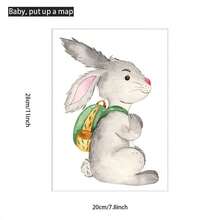 A Painted Rabbit Backpack Bathroom Toilet Sticker - Multicolor - View 3