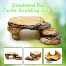 Turtle Avoidance House Basking Platform Turtle Tank Basking Platform Brazilian Turtle Climbing Platform Climbing Pet Landscaping Floating Island Turtle Basking Platform Simulation Rock Climbing Platform - Yellow - View 1