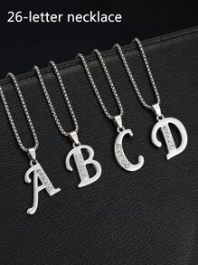 1 Stück Bestseller 26 Englische Buchstaben Halskette, modischer Kristall-Zirkonia Buchstaben Anhänger Halskette, Titan-Stahl Schlüsselbein-Kette für Geburtstag, Feiertag Geschenk, Unisex, Größe 60cm/70cm, großer Buchstaben-Halskette für Herren/Damen/Paare, Alltagsmode
