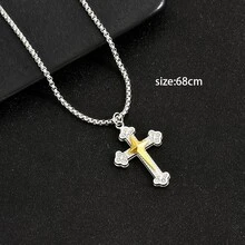 1pc High-End Boutique Unisex Couple Simple Cross Design With Flower Details - Peach Blossom - View 4