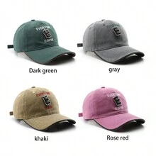 1 件个性化复古风格男女通用太阳帽，绣有字母，非常适合户外活动 - 彩色 - 查看 4