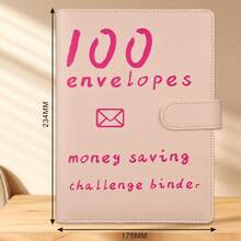 100天信封挑戰收納夾情侶儲蓄二人挑戰本 愛人一起儲蓄省下5050美元預算記事本 財務信封 - 白色 - 查看 2