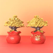 A Golden Money Tree Creative Resin Handicraft Small Ornament - Gold - View 3
