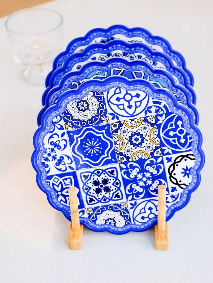 1pc Ceramic Trivet With Lace Edge In Blue And White Porcelain Design, Heat Resistant And Durable, Suitable For Home Decoration And Daily Use As Well As Festival Gift Giving - Blue - View 1