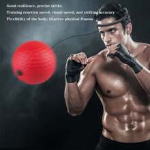 1個可穿戴拳擊反應速度球，家用拳擊訓練球，減壓和發洩球 - 紅色 - 查看 4